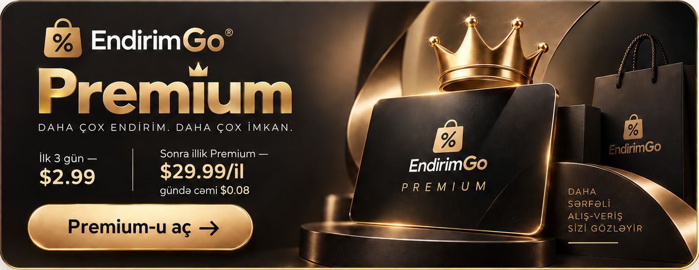 EndirimGo Premium — İlk 3 gün $2.99, sonra illik Premium $29.99